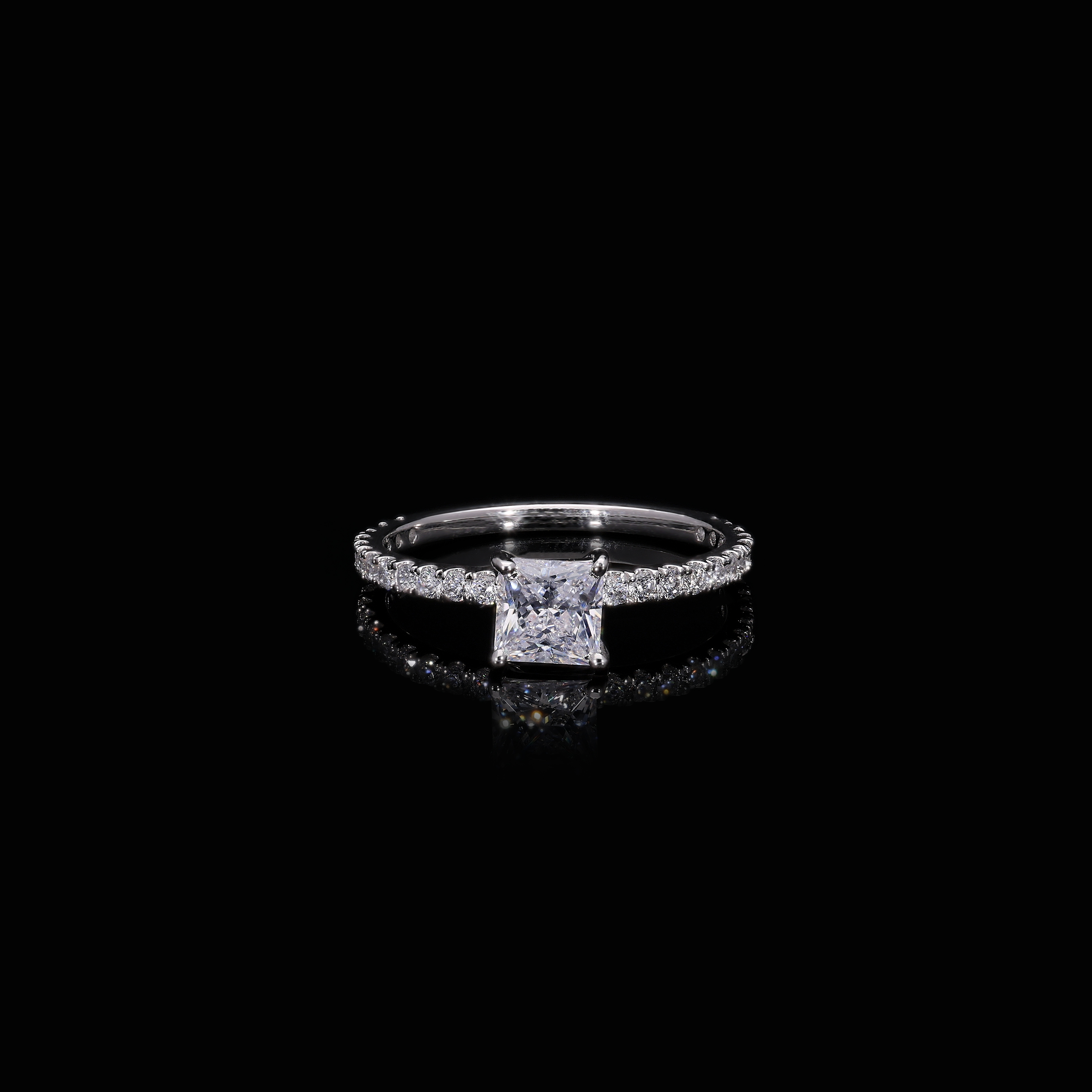 Princess Cut Accent Diamond Ring